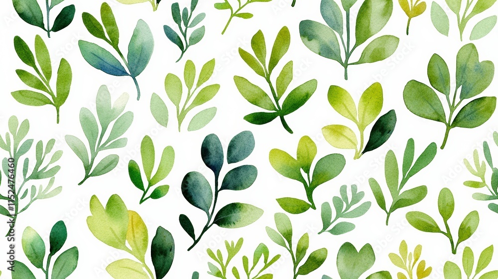Watercolor leafy green foliage pattern Watercolor leafy green foliage pattern