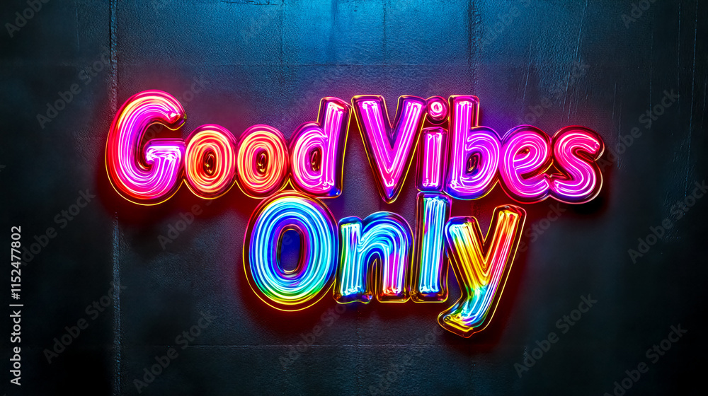 Good vibes only neon sign promoting positivity and happiness Good vibes only neon sign promoting positivity and happiness