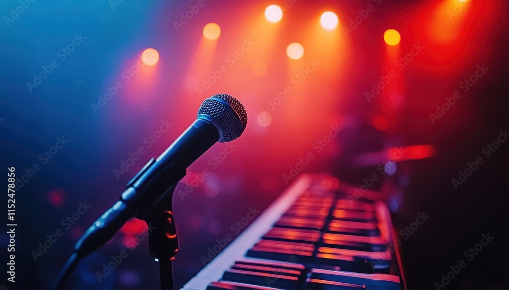 Obraz premium A bright stage where glowing harmonies complement the lead vocalist, creating an emotional crescendo