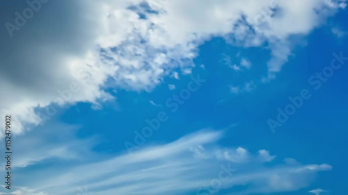 Wallpaper Mural Beautiful blue sky with clouds on bright sunny day for abstract background. White clouds moving towards the horizon. Torontodigital.ca