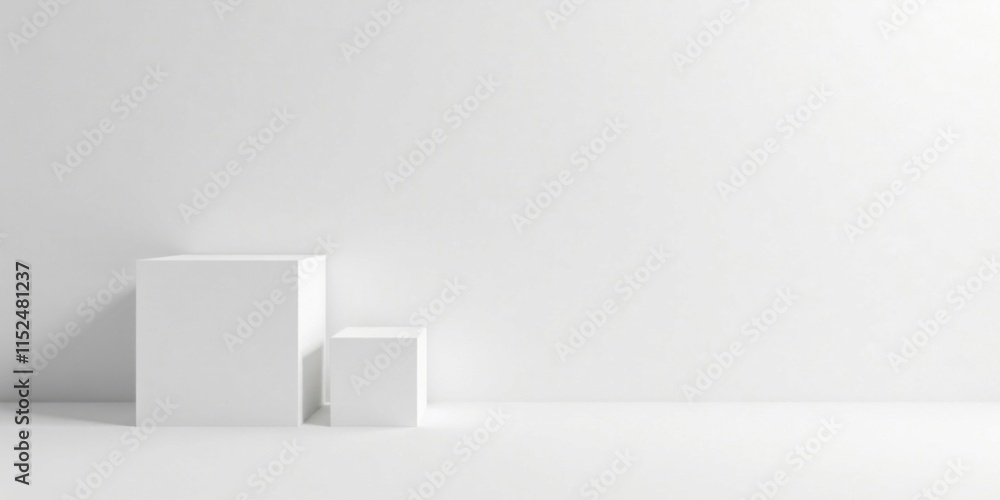 Minimalist White Cubes on a Blank Surface A Simple, Clean Background for Product Displays or Abstract Art Minimalist White Cubes on a Blank Surface A Simple, Clean Background for Product Displays or Abstract Art