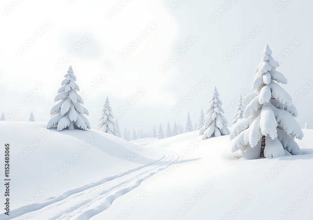 Naklejka premium cutting white snow landscape photo image produces crisp clean