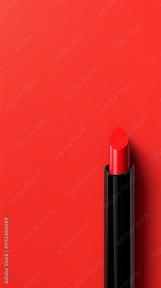 red lipstick on red background with copy space vertically 9:16 red lipstick on red background with copy space vertically 9:16