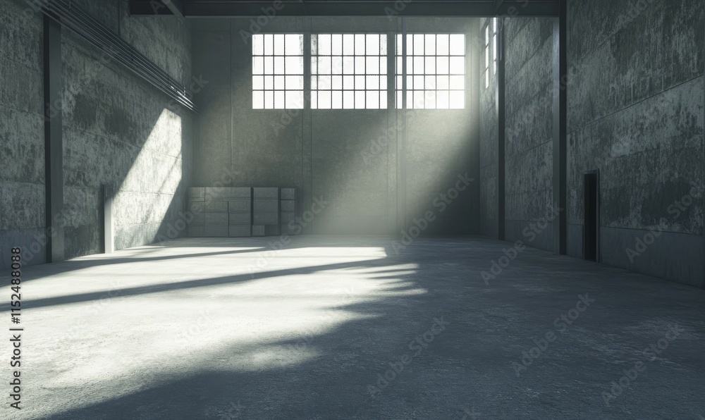 Inside an empty industrial storage warehouse. Inside an empty industrial storage warehouse.