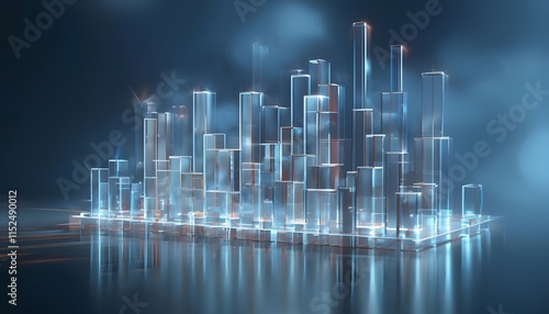 Abstract Bar Chart in a Futuristic Setting