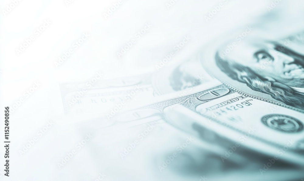 Money blowing in the wind. Prosperity Wallpaper with One Hundred Dollar Bills on White with copy-space. Money blowing in the wind. Prosperity Wallpaper with One Hundred Dollar Bills on White with copy-space.