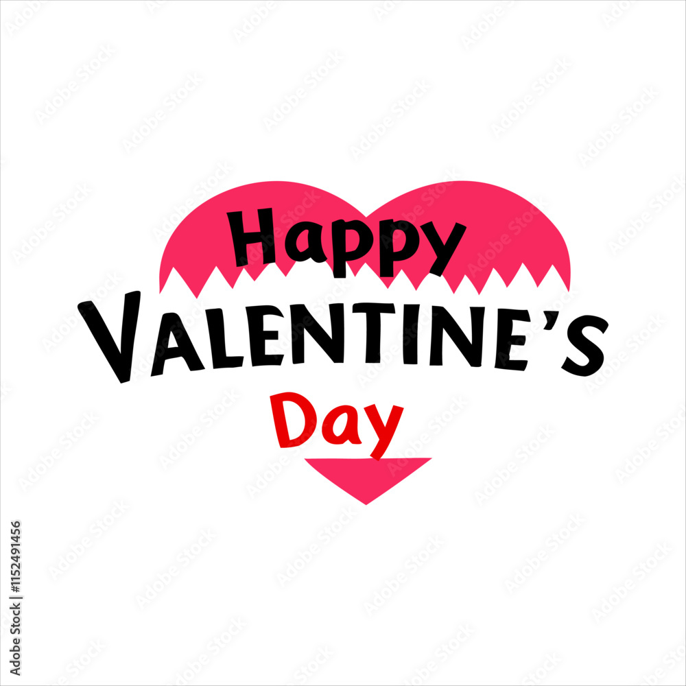 Fototapeta premium Happy Valentines day text Lettering heart shape with flower