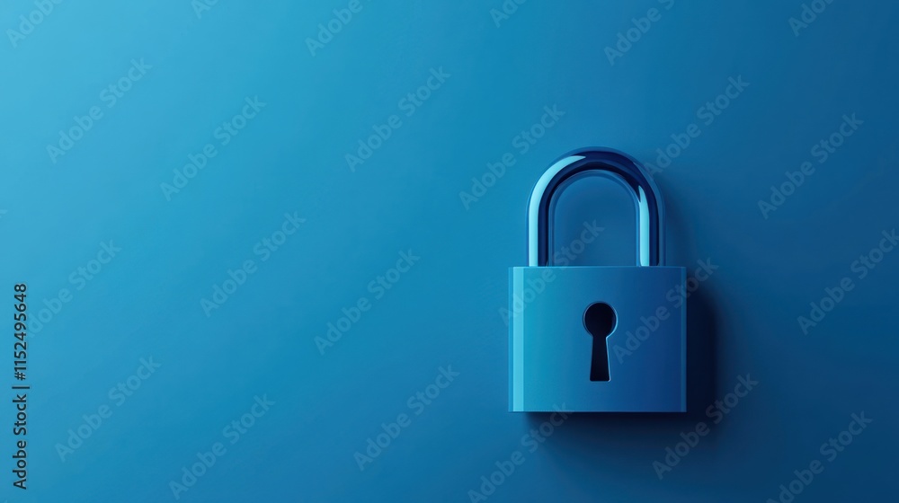 Blue Padlock on a Blue Background Blue Padlock on a Blue Background
