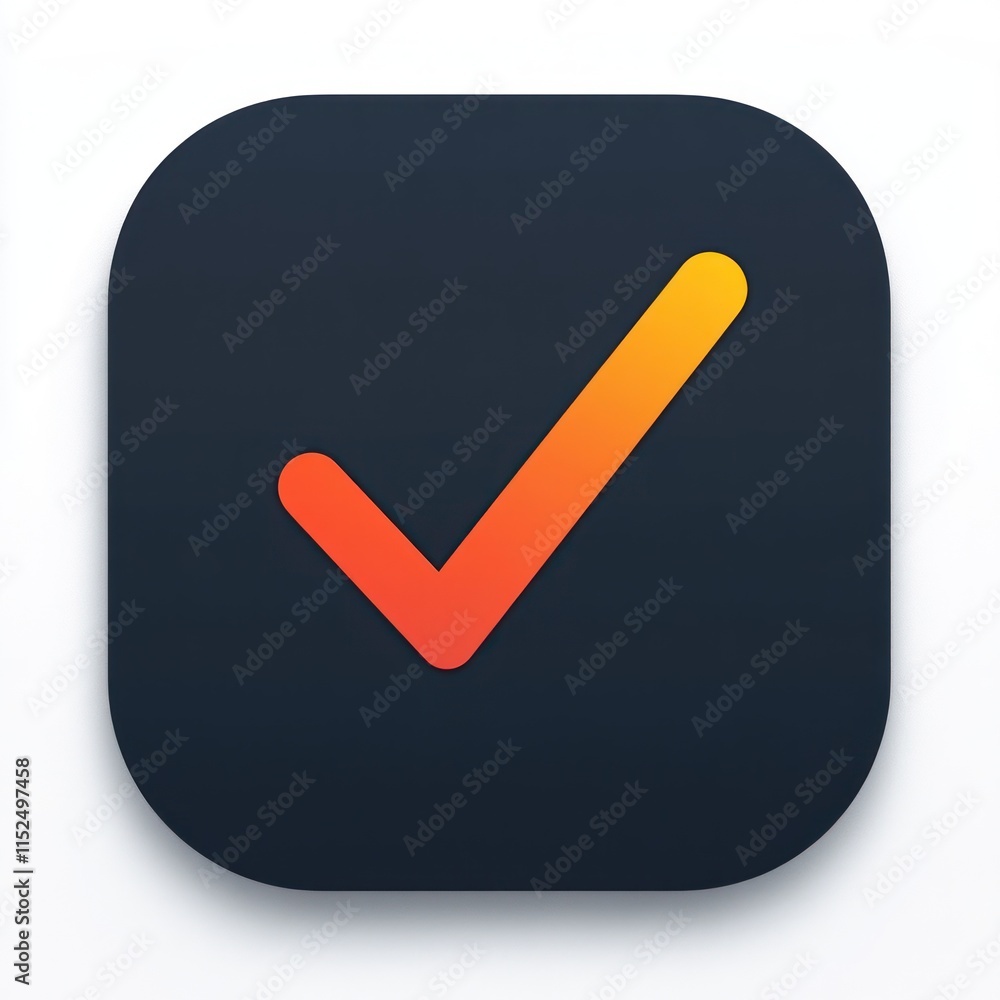 Dark square app icon with an orange and red checkmark.