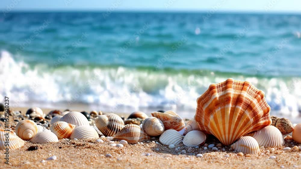 Shells on the seashore, washed by the waves Shells on the seashore, washed by the waves