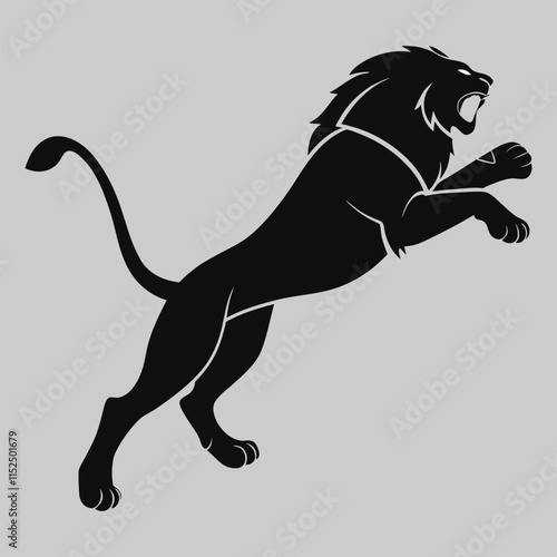 Lion jump silhouette vector design art and illustration photo