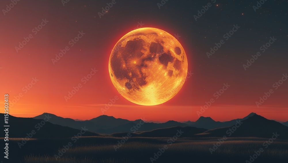 red moon concept on the montains banner red moon concept on the montains banner