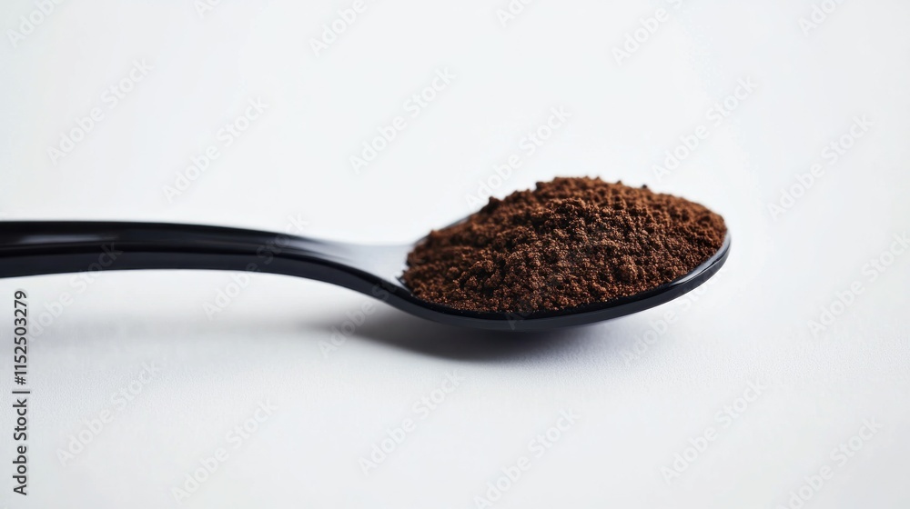 Coffee Grounds In Black Spoon Coffee Grounds In Black Spoon