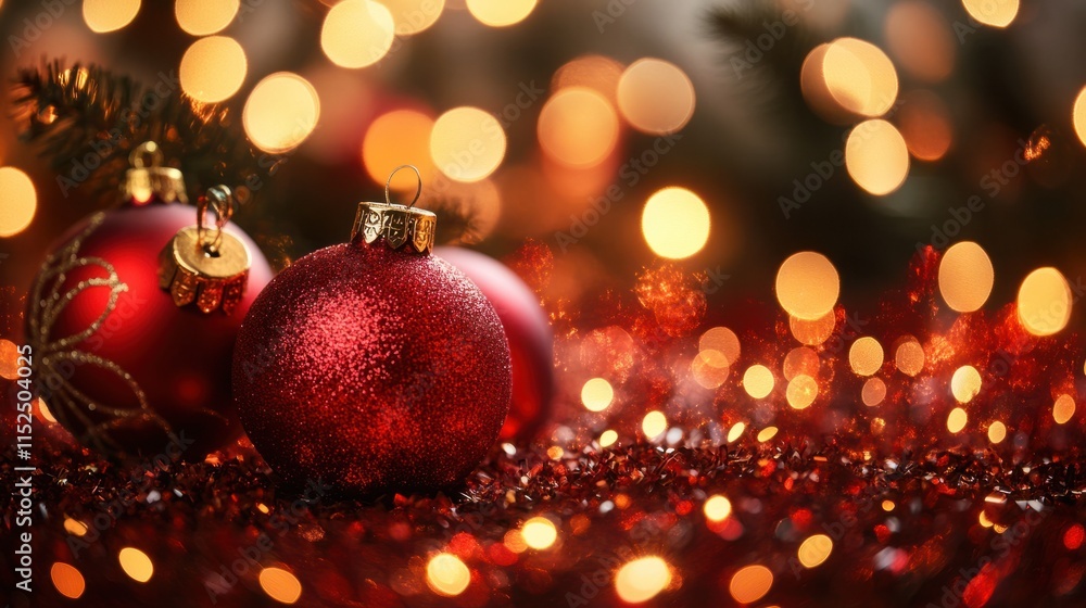 A minimalist abstract Christmas background with bokeh light effects in red and gold, resembling festive holiday decor A minimalist abstract Christmas background with bokeh light effects in red and gold, resembling festive holiday decor