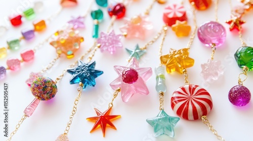 A candy-inspired 2025 design featuring lollipops and gummy stars arranged in a sweet New Year theme on white