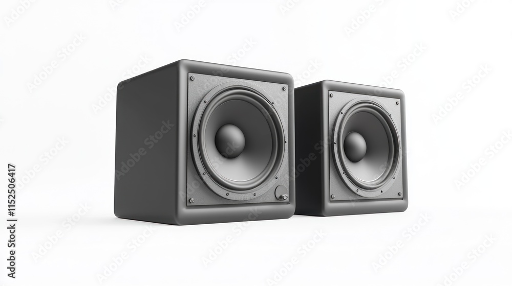 Obraz premium Black Speaker Set on White Background