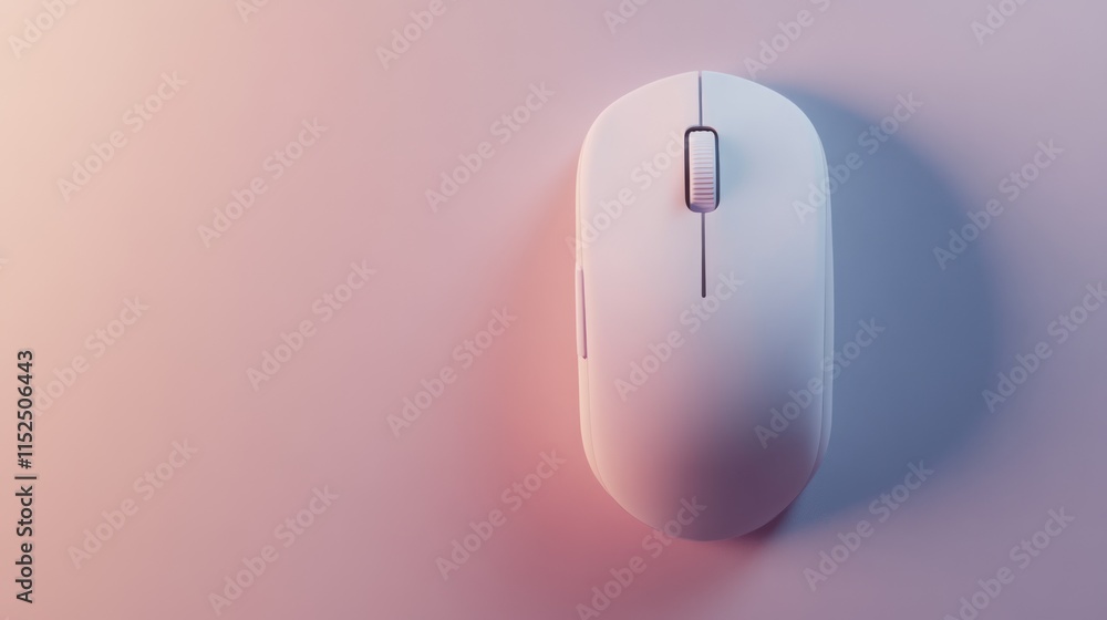 White Computer Mouse on Gradient Background White Computer Mouse on Gradient Background