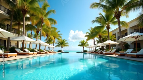 Wallpaper Mural Luxury Resort Pool Surrounded by Palm Trees Torontodigital.ca