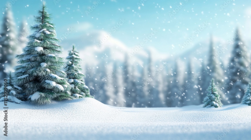 Obraz premium Snow Covered Pines In A Winter Wonderland Scene