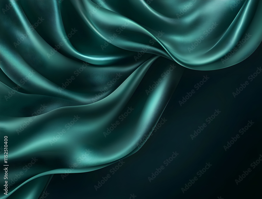 Fototapeta premium Teal Silk Drape: Abstract Texture and Luxury Background