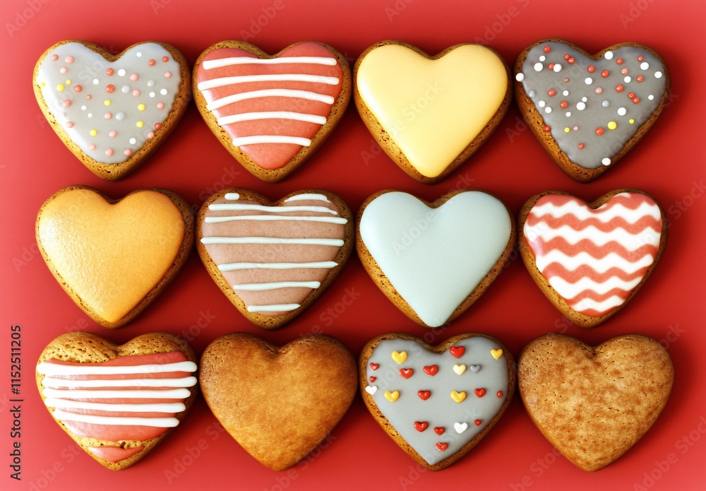 Twelve Delicious Heart-Shaped Cookies Valentine's Day Treats Twelve Delicious Heart-Shaped Cookies Valentine's Day Treats