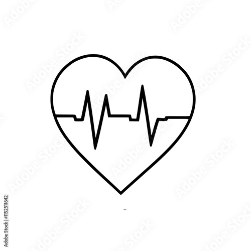 Bold black and white heart with line icon