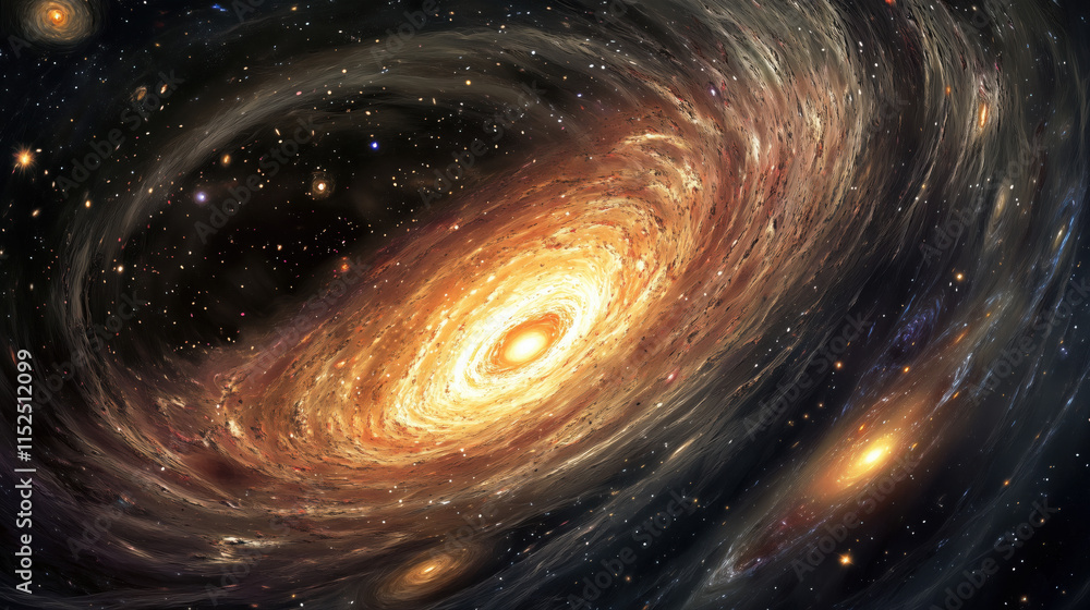 Artistic Depiction of the Cosmos as an Endless Expanse of Swirling Galaxies with a Glowing River of Stars Flowing from a Radiant Core Representing the Origin of the Universe Artistic Depiction of the Cosmos as an Endless Expanse of Swirling Galaxies with a Glowing River of Stars Flowing from a Radiant Core Representing the Origin of the Universe