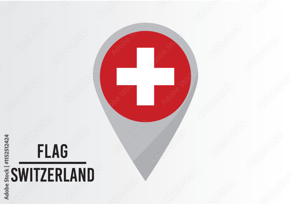 Swıtzerland Flag on Location Pin. vector illustration Swıtzerland Flag on Location Pin. vector illustration