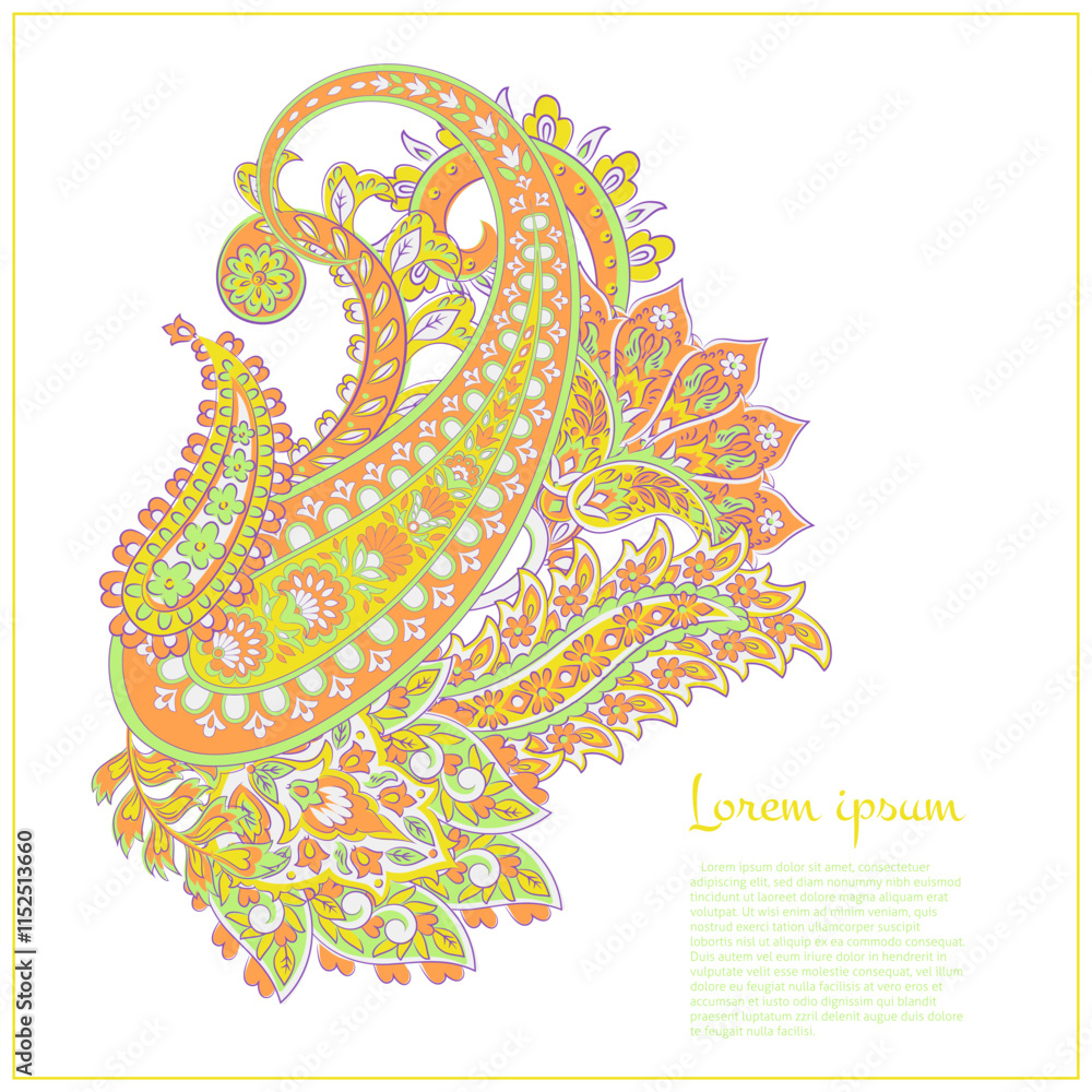 Obraz premium Paisley vector isolated pattern. Damask style Vintage illustration