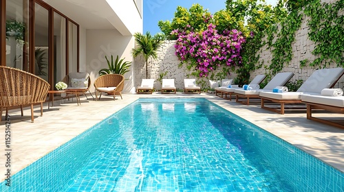 Wallpaper Mural Modern Residential Pool Area With Lush Greenery Torontodigital.ca