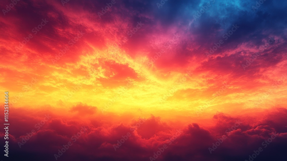 Dramatic sunset with vibrant red, orange, and blue clouds filling the sky. Dramatic sunset with vibrant red, orange, and blue clouds filling the sky.