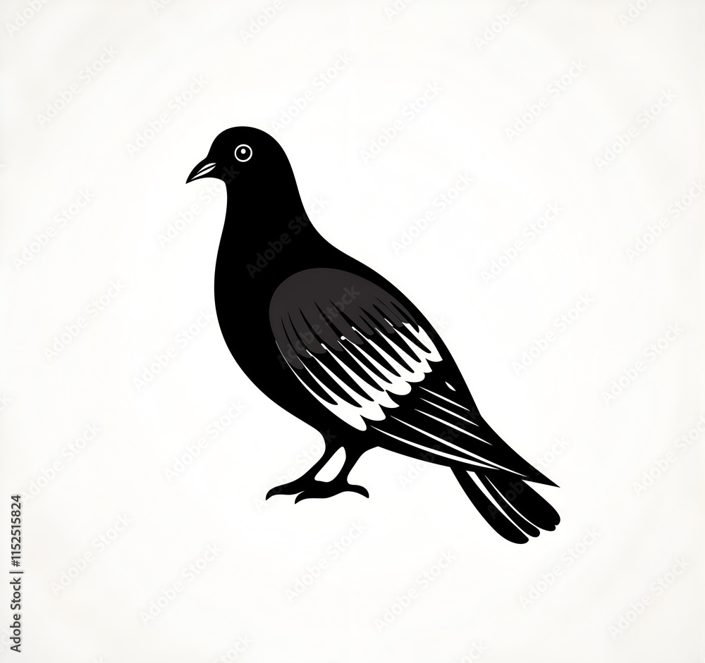 Obraz premium silhouette of a pigeon on white