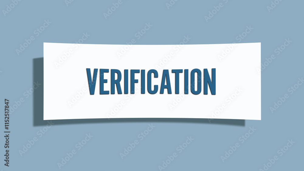 Verification. A card isolated on blue background. Verification. A card isolated on blue background.