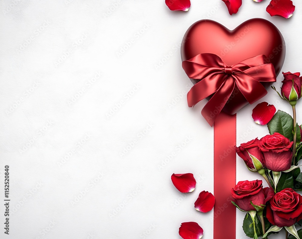 Romantic Red Roses and Heart Gift Valentines Day Romantic Red Roses and Heart Gift Valentines Day