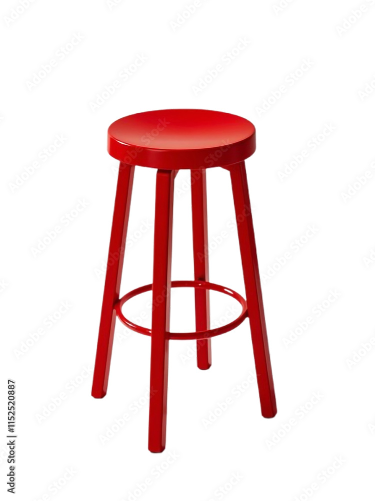 A bright red bar stool is isolated on a white or transparent background. A bright red bar stool is isolated on a white or transparent background.