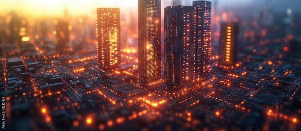 A futuristic cityscape illuminated by glowing lights and towering skyscrapers. A futuristic cityscape illuminated by glowing lights and towering skyscrapers.