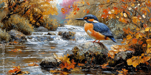 Common Kingfisher by Autumn Stream