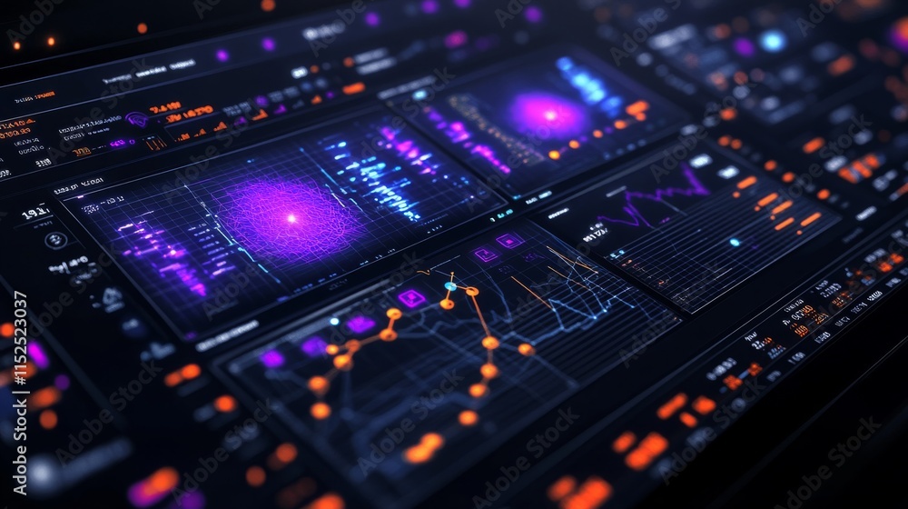 Futuristic Data Visualization Screen Displays Complex Information Futuristic Data Visualization Screen Displays Complex Information
