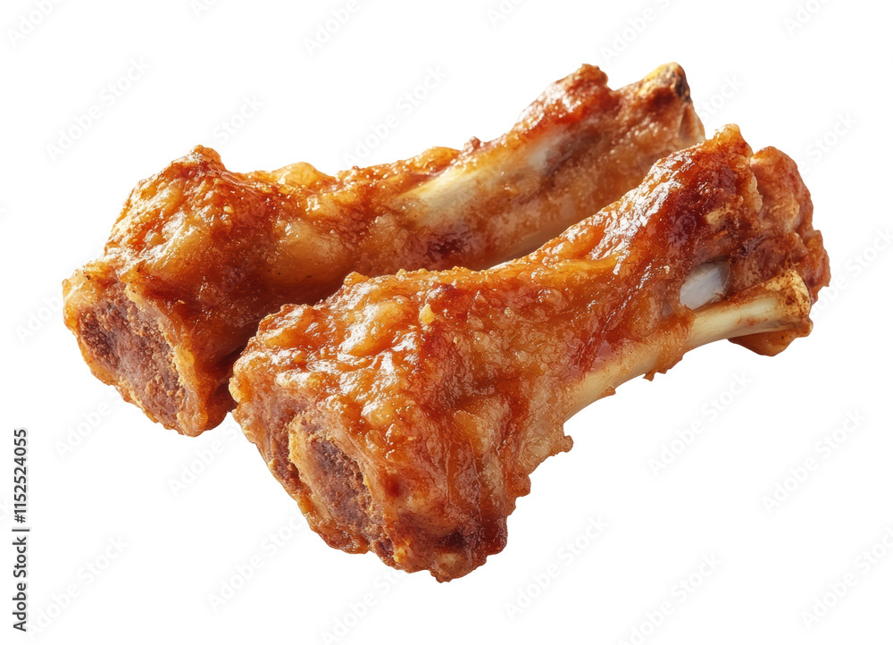 Barbecue-flavored pork ribs with tender meat and sticky sauce, delicious roasted meat dish perfect for dinner or grilling parties isolated on transparent background Barbecue-flavored pork ribs with tender meat and sticky sauce, delicious roasted meat dish perfect for dinner or grilling parties isolated on transparent background