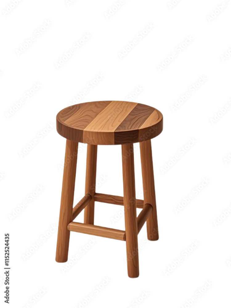 A small round wooden stool isolated on a white or transparent background. A small round wooden stool isolated on a white or transparent background.