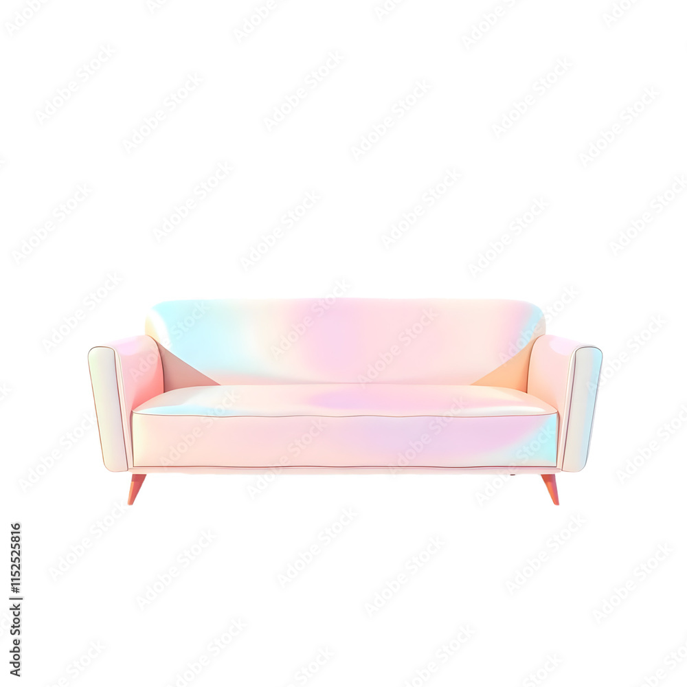 Modern flat design illustration of a sofa against a transparent background. Iridescent colors are used to create soft reflections on simple two-dimensional shapes. Modern flat design illustration of a sofa against a transparent background. Iridescent colors are used to create soft reflections on simple two-dimensional shapes.