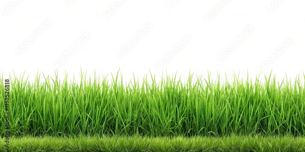 Fototapeta premium Grass border isolated on background, green grass border, outdoor decoration