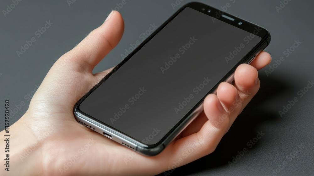 Hand holding smartphone with blank screen. (2) Hand holding smartphone with blank screen. (2)