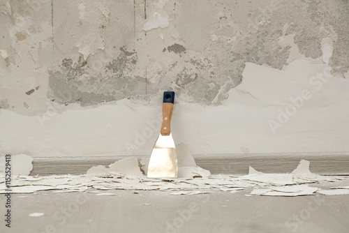 Photography Saltpeter or mold on the wall, Closeup of wall stained with water infiltration