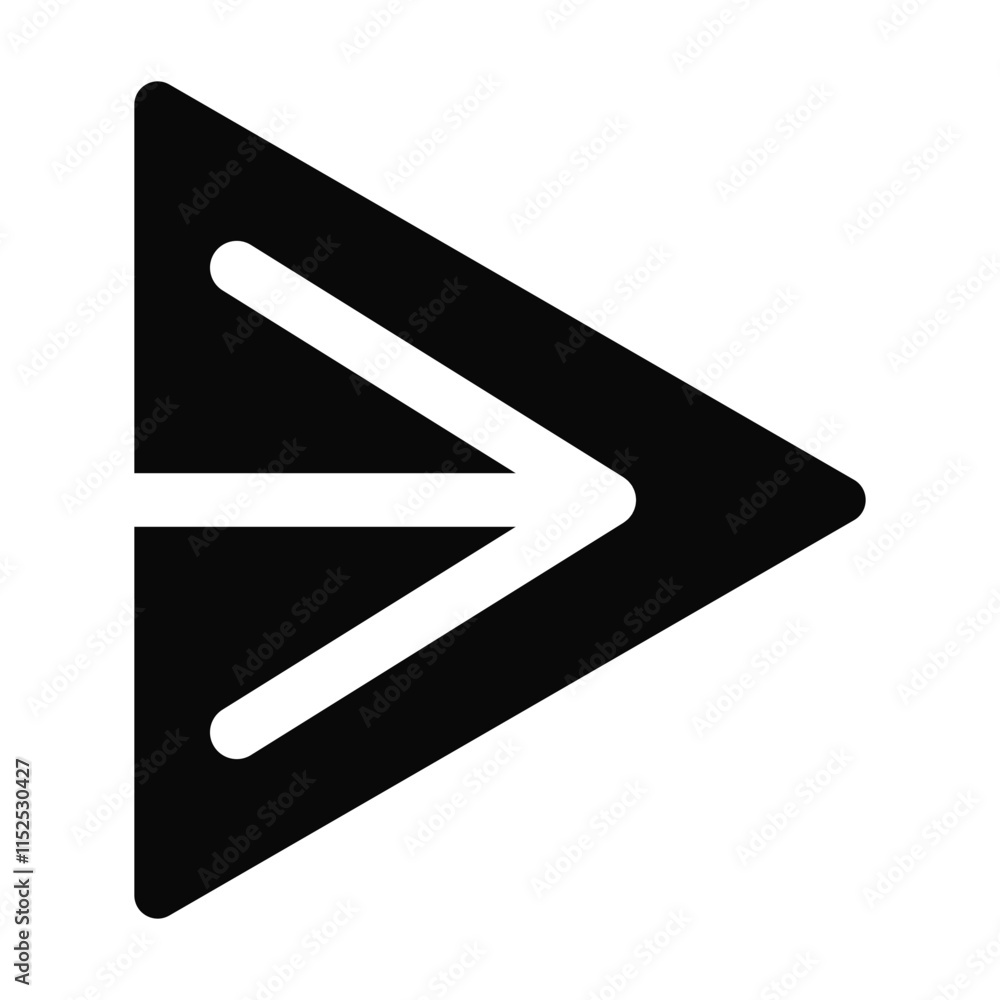 Simple triangle with a hollow arrow in the center Simple triangle with a hollow arrow in the center