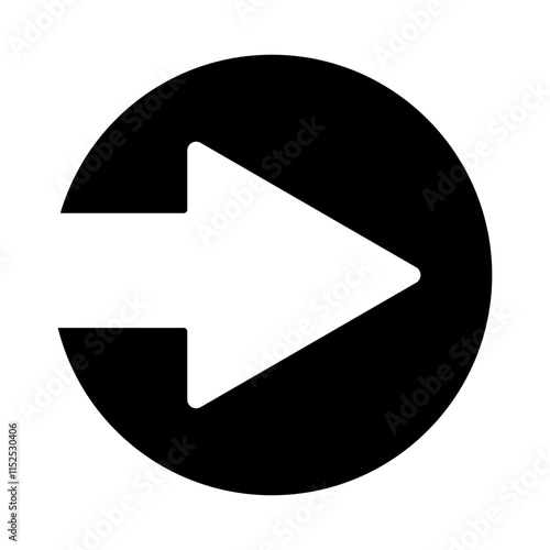 Simple circle with a hollow arrow in the center