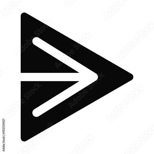 Simple triangle with a hollow arrow in the center