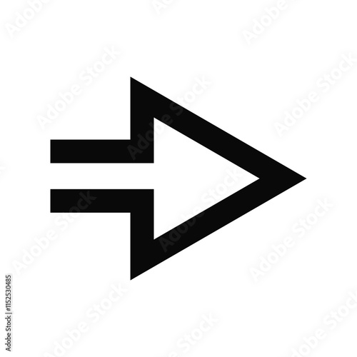 Simple minimalist black arrow with hollow outline