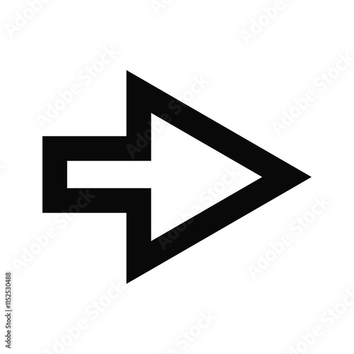 Simple minimalist black arrow with hollow outline