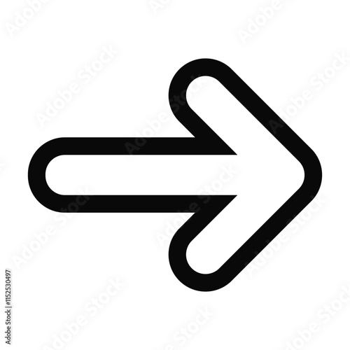Simple minimalist rounded arrow hollowed out in outline